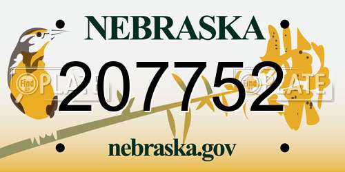 207752 Nebraska License Plate