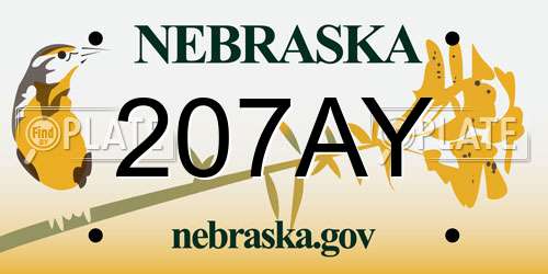 207AY Nebraska License Plate