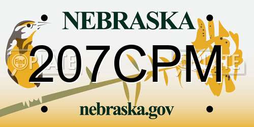 207CPM Nebraska License Plate