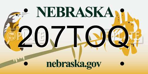 207TOQ Nebraska License Plate