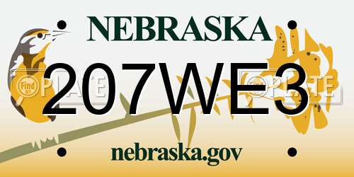 207WE3 Nebraska License Plate