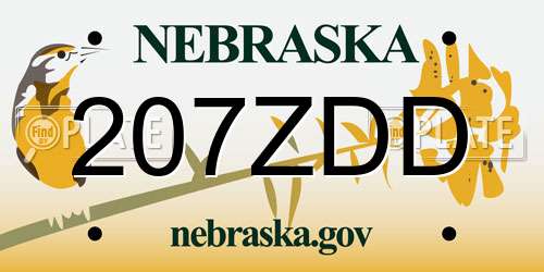 207ZDD Nebraska License Plate