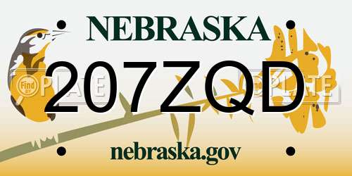 207ZQD Nebraska License Plate