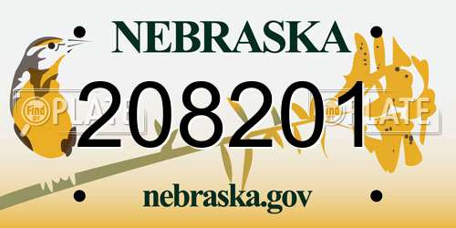 208201 Nebraska License Plate
