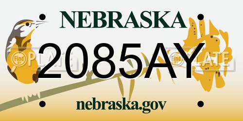 2085AY Nebraska License Plate