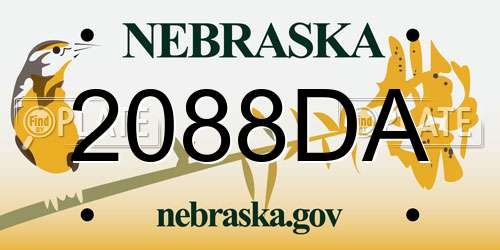 2088DA Nebraska License Plate