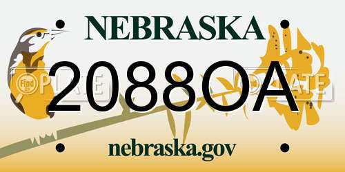 2088OA Nebraska License Plate