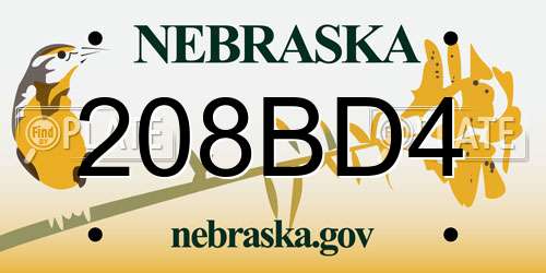 208BD4 Nebraska License Plate