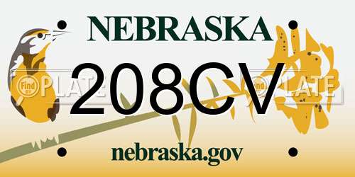 208CV Nebraska License Plate