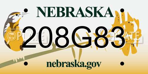 208G83 Nebraska License Plate
