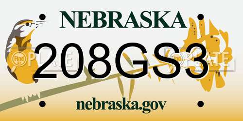 208GS3 Nebraska License Plate