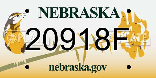 20918F Nebraska License Plate
