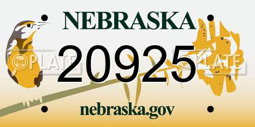 20925 Nebraska License Plate