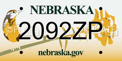 2092ZP Nebraska License Plate