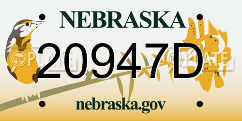 20947D Nebraska License Plate