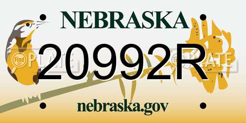 20992R Nebraska License Plate