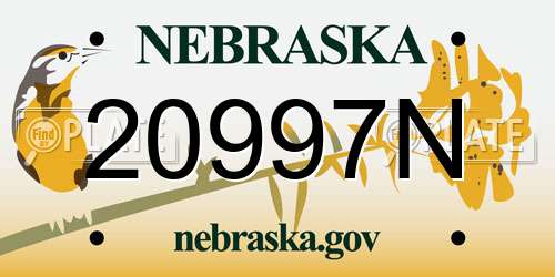 20997N Nebraska License Plate