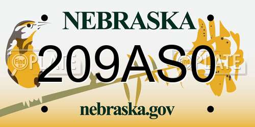 209AS0 Nebraska License Plate