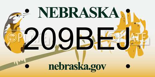 209BEJ Nebraska License Plate