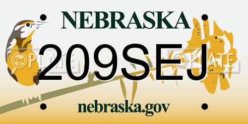 209SEJ Nebraska License Plate
