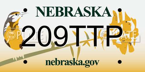 209TTP Nebraska License Plate