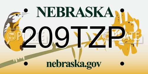 209TZP Nebraska License Plate