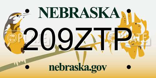 209ZTP Nebraska License Plate