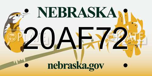 20AF72 Nebraska License Plate
