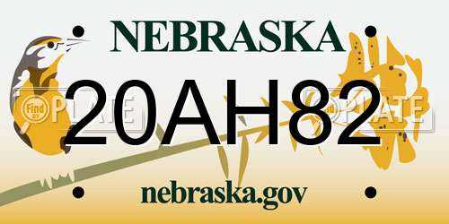 20AH82 Nebraska License Plate