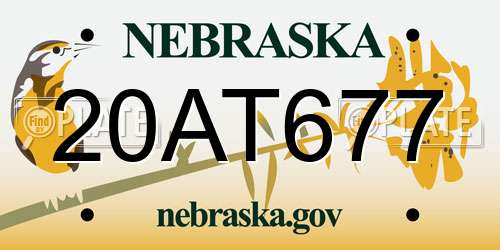20AT677 Nebraska License Plate