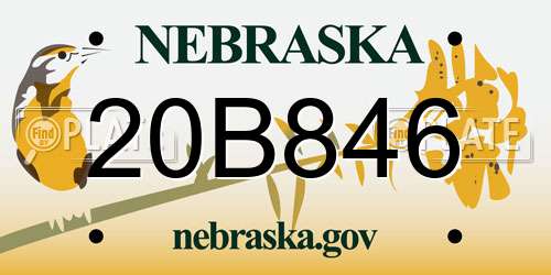 20B846 Nebraska License Plate