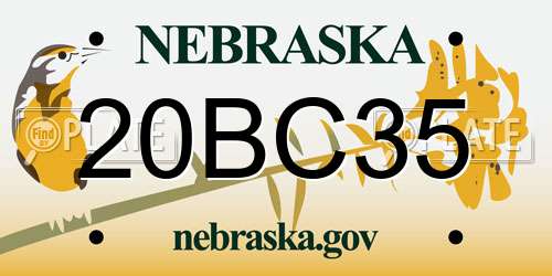 20BC35 Nebraska License Plate