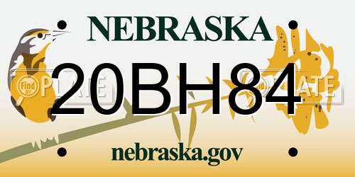 20BH84 Nebraska License Plate