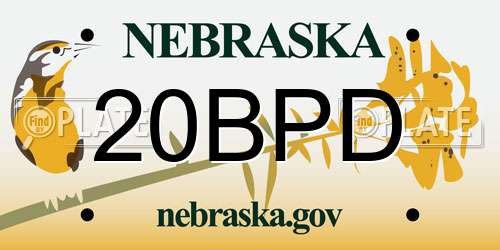 20BPD Nebraska License Plate