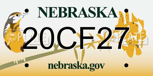 20CF27 Nebraska License Plate