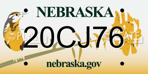 20CJ76 Nebraska License Plate