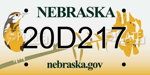 20D217 Nebraska License Plate