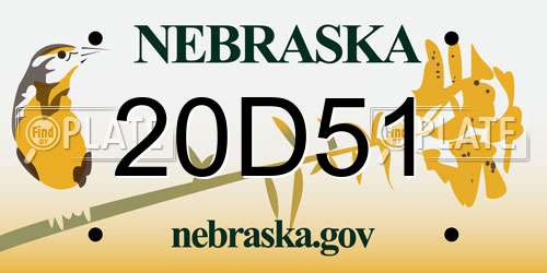 20D51 Nebraska License Plate
