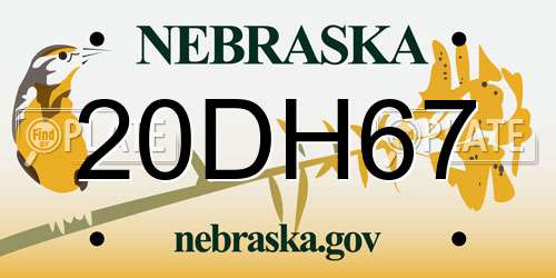 20DH67 Nebraska License Plate