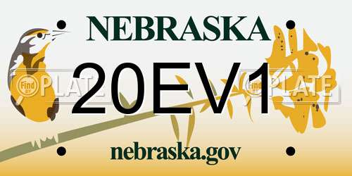 20EV1 Nebraska License Plate