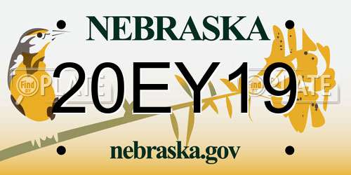 20EY19 Nebraska License Plate