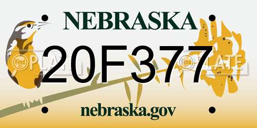 20F377 Nebraska License Plate
