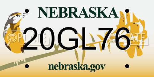 20GL76 Nebraska License Plate
