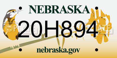 20H894 Nebraska License Plate