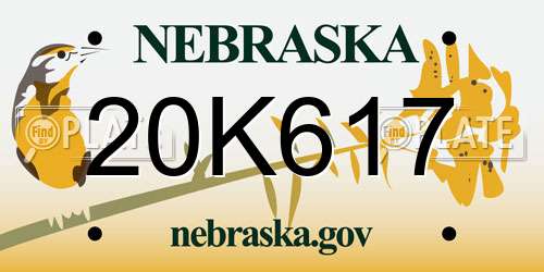 20K617 Nebraska License Plate