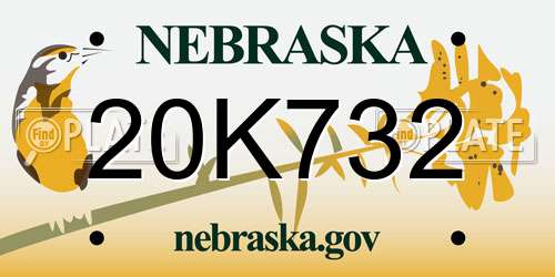 20K732 Nebraska License Plate