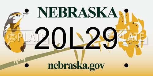 20L29 Nebraska License Plate