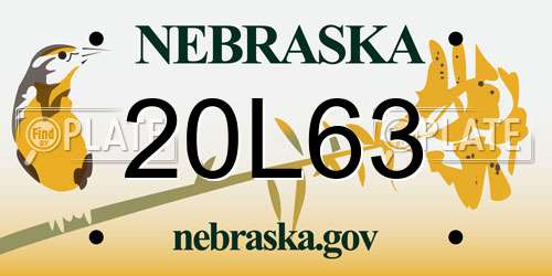 20L63 Nebraska License Plate