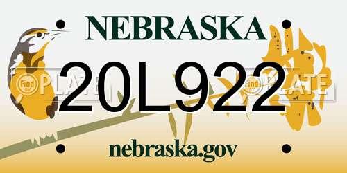 20L922 Nebraska License Plate