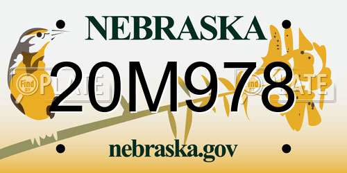 20M978 Nebraska License Plate